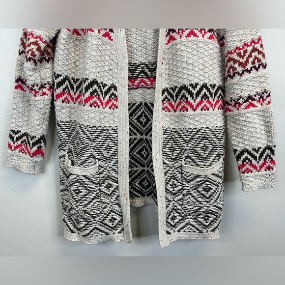 Maurices XL Beige and Red Patterned Cardigan Aztec Fair Isle Cotton Wool Blend - Picture 4 of 11